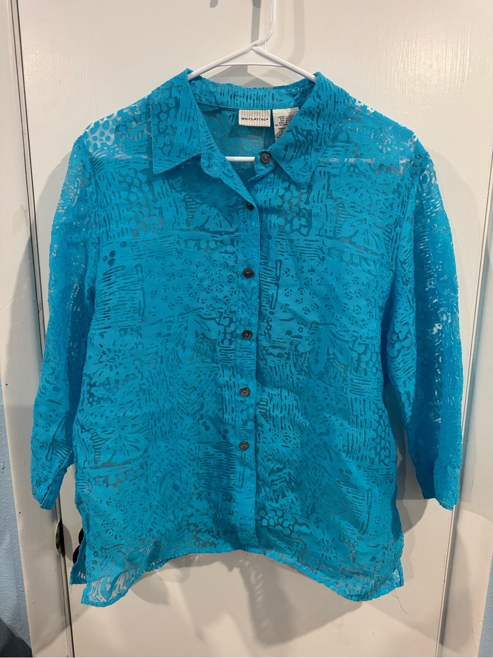 White Stag women size LARGE (12-14) Button-Front Women’s Top summer lightweight